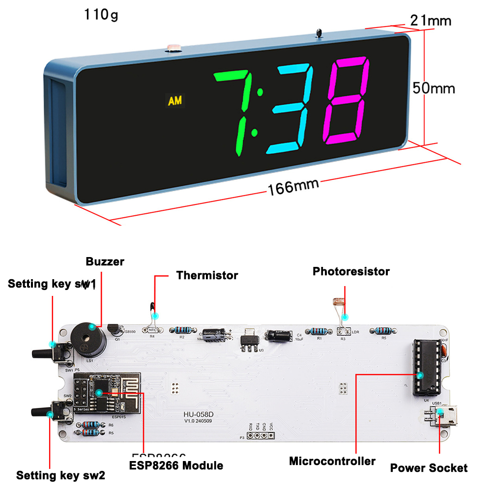 ESP8266 IoT Colorful WiFi Cloc - Esp8266 recension och pris